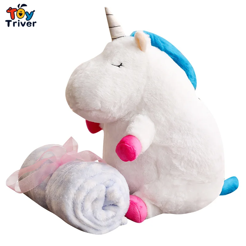 Unicorn Portable Blanekt Plush Toy Triver Doll Baby Kids Shower Car Air Conditioning Travel Office Nap Carpet Birthday Gift