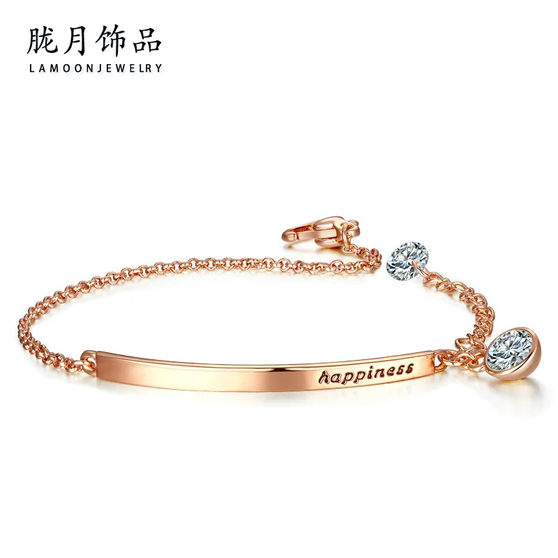 

personalized Customized Rose Gold Bracelet with Crystal Zircon Women Jewelry Custom Engraved Lettering Name Girl Gift for Her