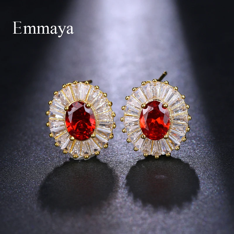 Эмайя нежный кубический циркон кристалл с золотым цветом ручной работы модные серьги гвоздики для женщин Свадебные