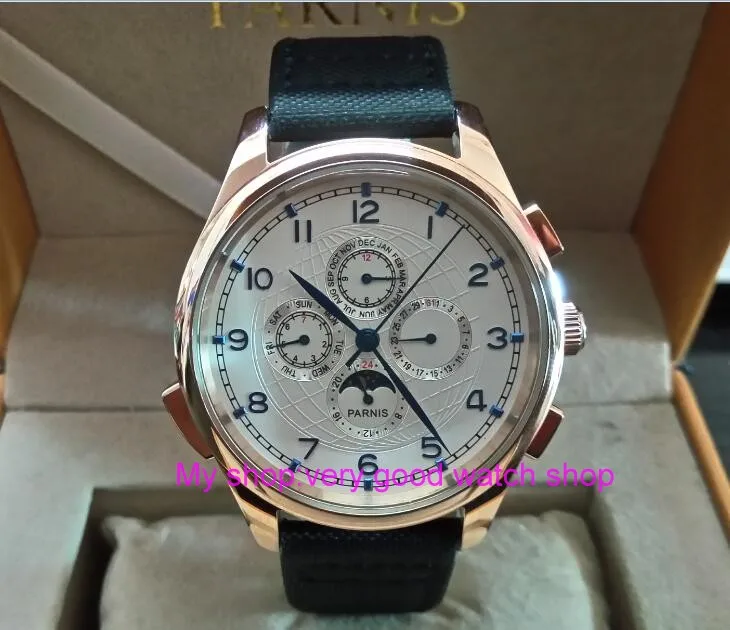 

44mm PARNIS Asian Automatic mechanical movement Men's watch Rose gold watch case Luxury watch Fashion watches Wholesale DF234a