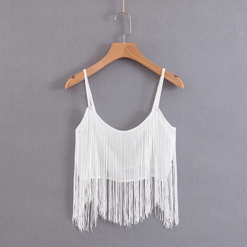 

RR Solid Color Sexy Tank Tops Women Fashion Sleeveless Tank Tops Women Elegant O Neck Tassels Tops Female Ladies FB10