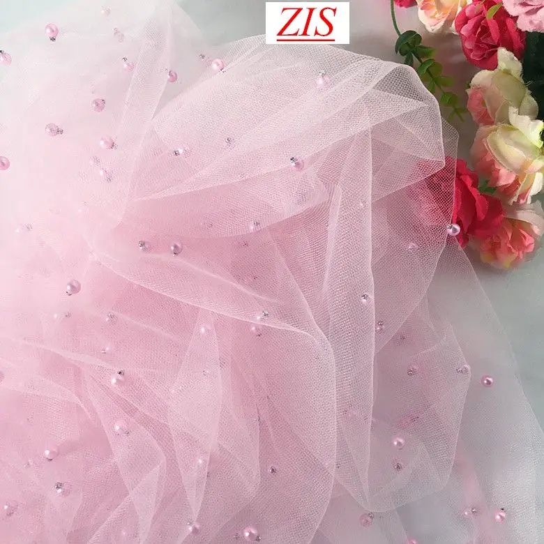 Pink 1Y/лот нежная ажурная ткань эластичная кружевная ткань для украшения свадьбы - Цвет: Pink