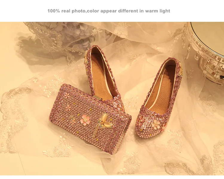 Новое поступление, розовые женские свадебные туфли со стразами и сумочкой в комплекте, обувь на платформе с стелькой из натуральной кожи и сумочка
