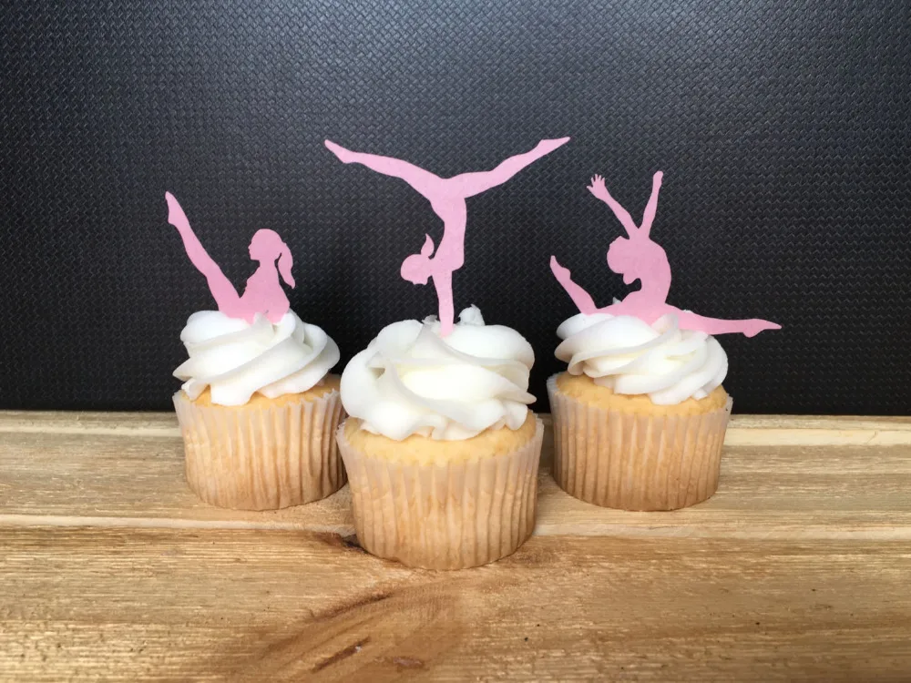 GYMNASTICS MIX 12 Edible Stand Up Premium Wafer Cake Toppers