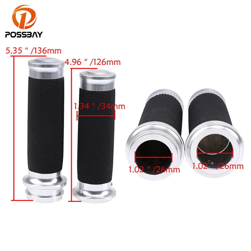 

POSSBAY 1" Motorcycle Handlebar Hand Grips for Harley Sportster Electronic Throttle Motorbike Aluminum Electronic Handle Bar
