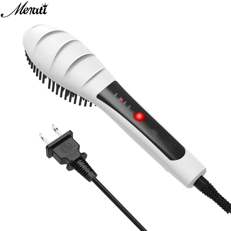 LED Hair Straightener Comb Flat Ionic Electric Brush nano titanium roller hair brush hair