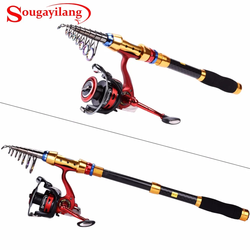 Sougayilang 1.8-3.0 m الكارب الصيد قضيب مع الغزل بكرة الصيد قضيب مجموعة كومبو قضيب تليسكوبي ألياف الكربون الصيد قضيب دي Pesca