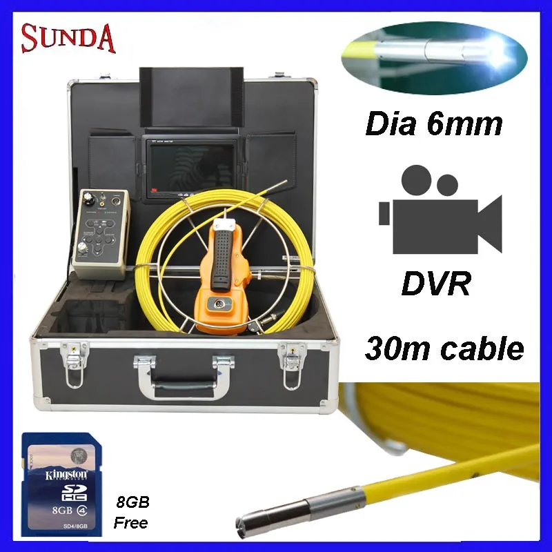 Push rod pipe inspection camera with 6mm camera head 4pcs highlights