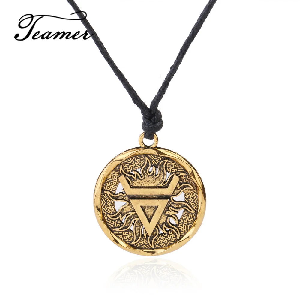 Teamer серебряный цвет Veles символ Weles славянский богатство талисман подвеска Древний Талисман подвеска круглые ювелирные изделия для мужчин ожерелье
