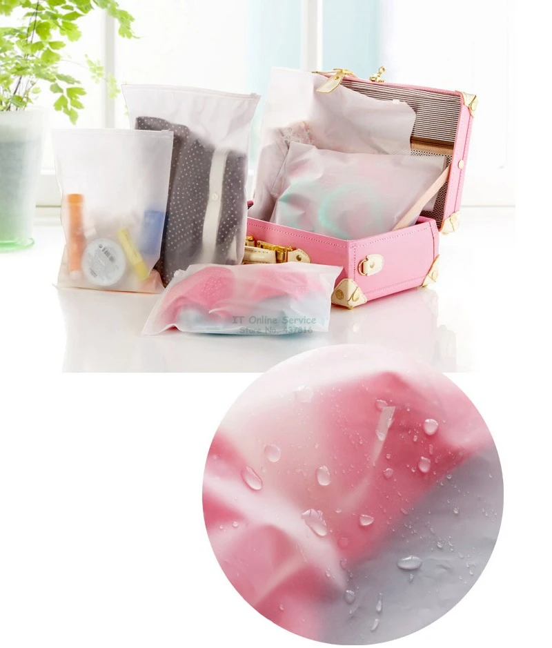 7pcs lot Multifunctional Waterproof Travel Storage Bags font b Luggage b font Clothes Toiletries frosted plastic