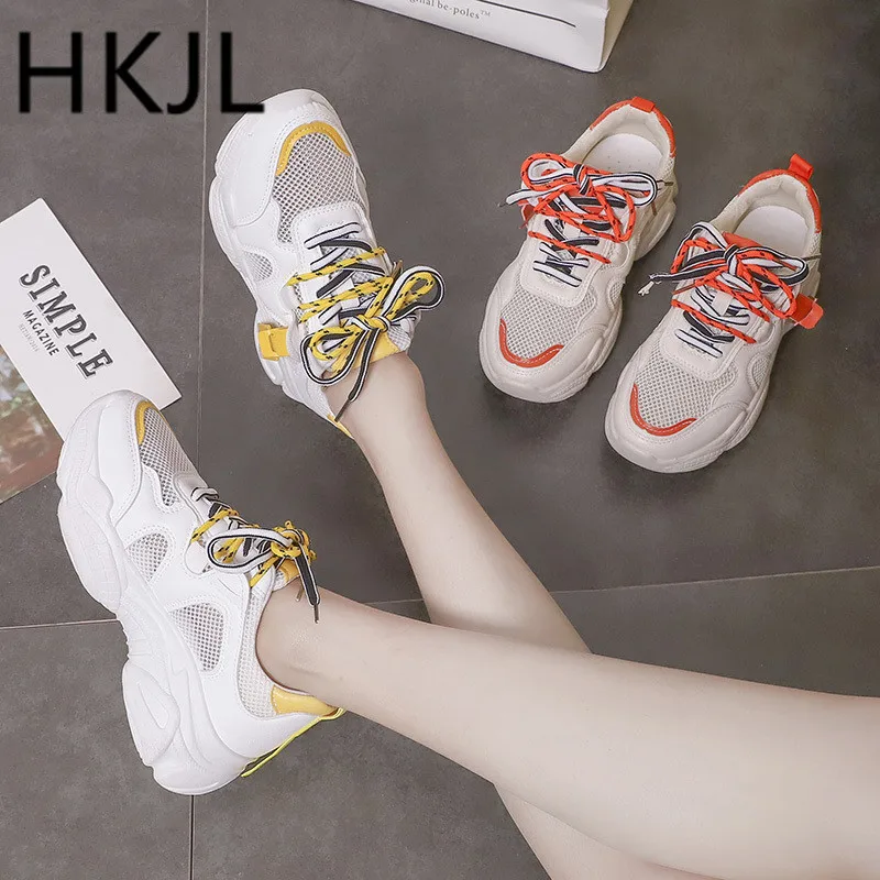 

HKJL 2019 mesh shoes women's breathable mesh surface lightweight sneakers summer thick bottom fashion casual versatile A578