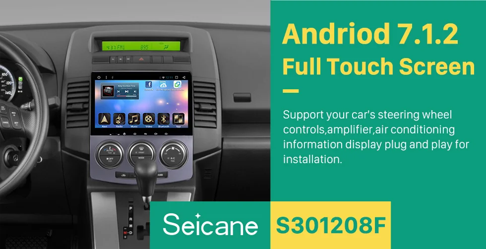 Discount Seicane Android 7.1 9 inch full Touchscreen Car GPS Navigation Bluetooth Radio for 2005-2010 Old Mazda 5 with 8 core 32G FM WIFI 0