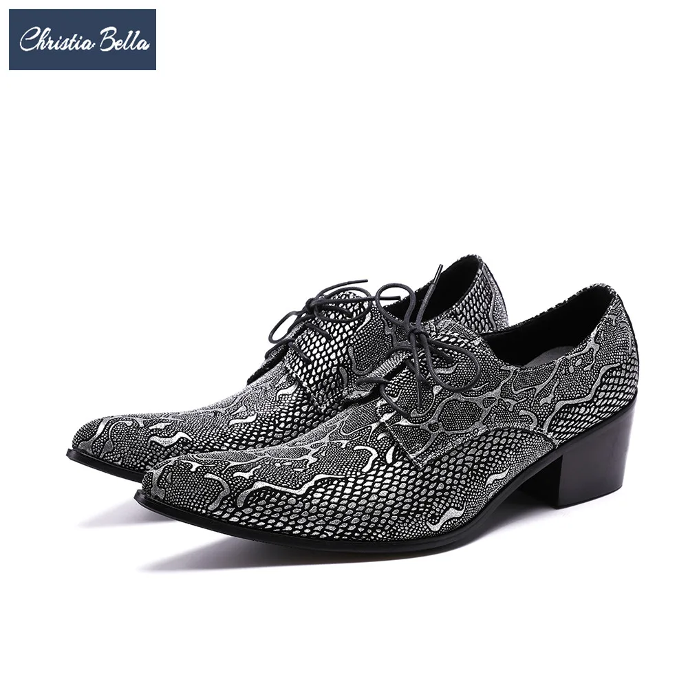 Christia Bella Designer Snake Pattern font b Men b font Oxford font b Shoes b font