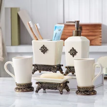 Европейский набор для умывания из пяти предметов, керамические принадлежности для ванной комнаты, стакан для мытья, футляр для зубной щетки, зуб с коробкой для мыла LO725313