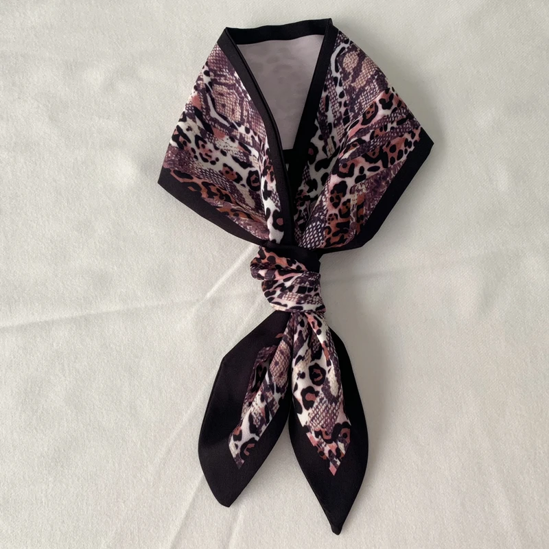 

Snake skin pattern scarf women small silk Scarfs Handle Bag Ribbon Female Head Scarves Wrap For Lady 90*10cm neckerchief