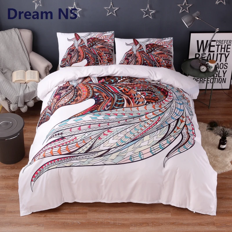 AHSNME Dynamic Horse Bedding Set Classic Bohemian Duvet Cover Indian