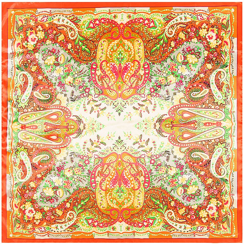 

2017 New Twill Silk Square Scarf Women Luxury Bohemia Cashew Print Scarves&Wraps Big Hijab Foulard Bandana Big Neckerchief 90x90