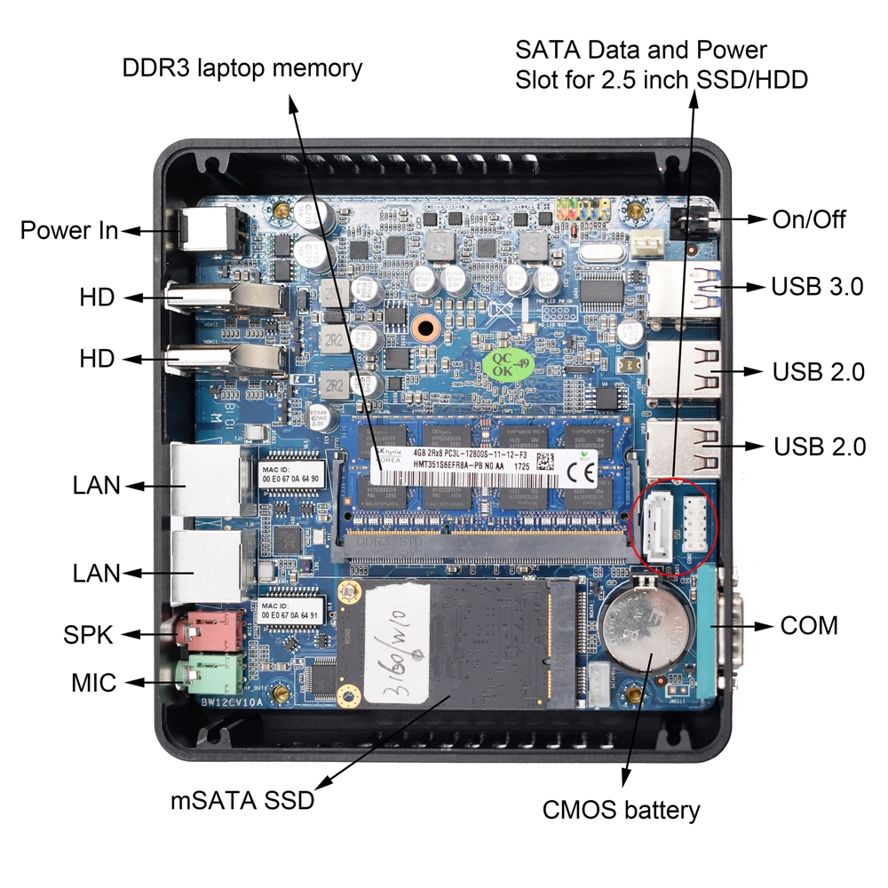 Eglobal Braswell безвентиляторный мини-ПК AES-NI Intel N3160/J3160 Qaud Core Pfsense КОМПЬЮТЕРНЫЙ СЕРВЕР 4K 2* HDMI 2* LAN(RJ-45) 300M Wifi