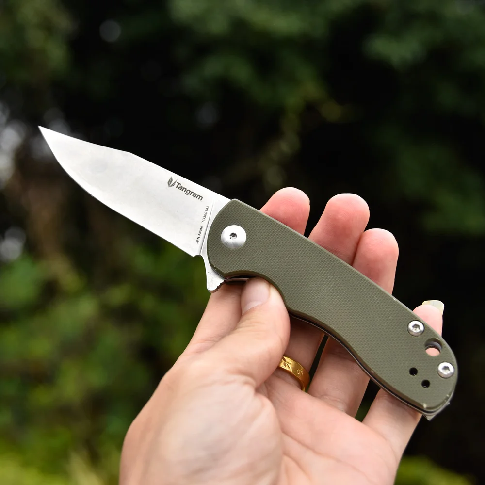 TANGRAM Folding Knife Tactical Knife Survival 440C Steel Knife Outdoor Flipper Knife for Hunting Camping Tools TANGRAM Folding Knife Tactical Knife Survival 440C Steel Knife Outdoor Flipper Knife for Hunting Camping Tools