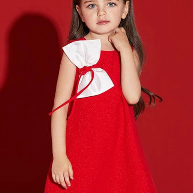 

Fashion Girls Summer Sleeveless Dress Solid Designed 2019 Kids Wedding Party Costume Children Girl Princess clothes with glitter
