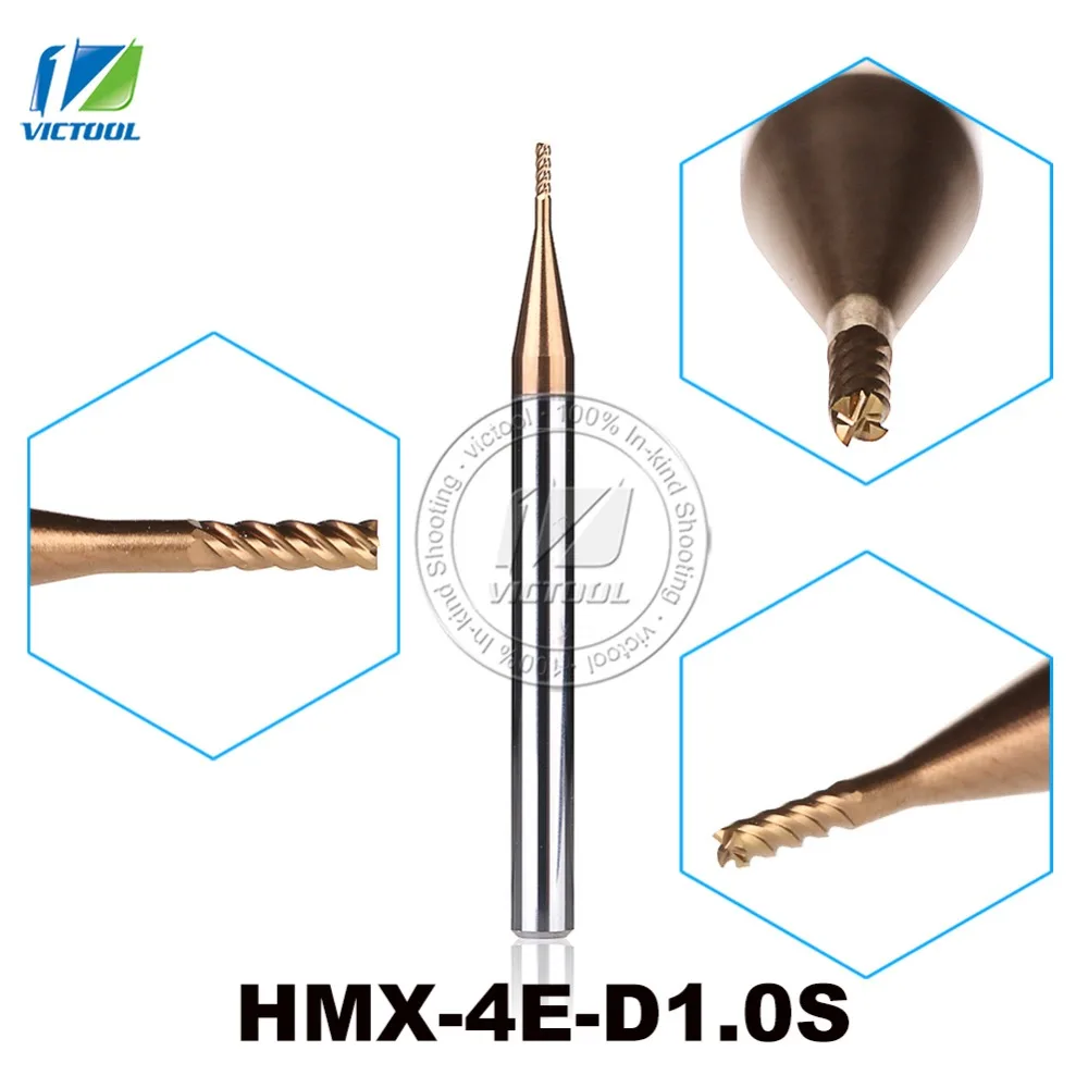 3PCS/lot HMX 4E D1.0S 4 Flute Flattened End Mills Machining High
