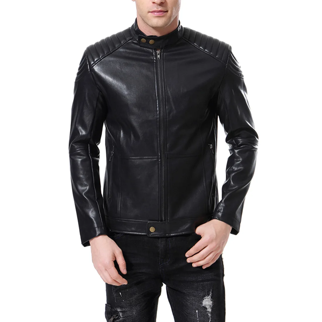 2019 Autumn New Brand Large Size Men's Clothing Stand Collar Trend Washed PU Leather Jacket Casual Leather Jacket 2019 Autumn New Brand Large Size Men's Clothing Stand Collar Trend Washed PU Leather Jacket Casual Leather Jacket