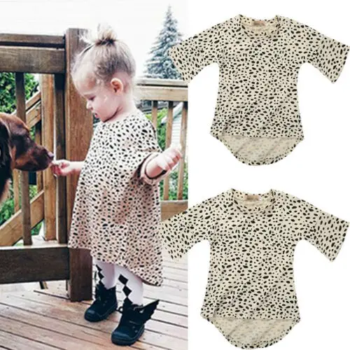 

Toddler Kids Baby Girls Cute Leopard O-Neck Long Sleeve Casual Tops T-Shirt Party Dress Hot Sale