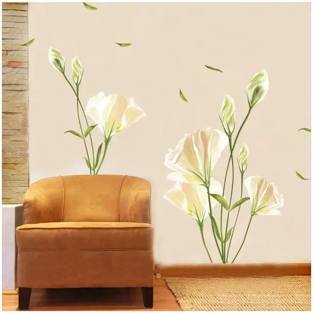 Practical Beautiful Lily Flower Wall Stickers Art Decal Murals