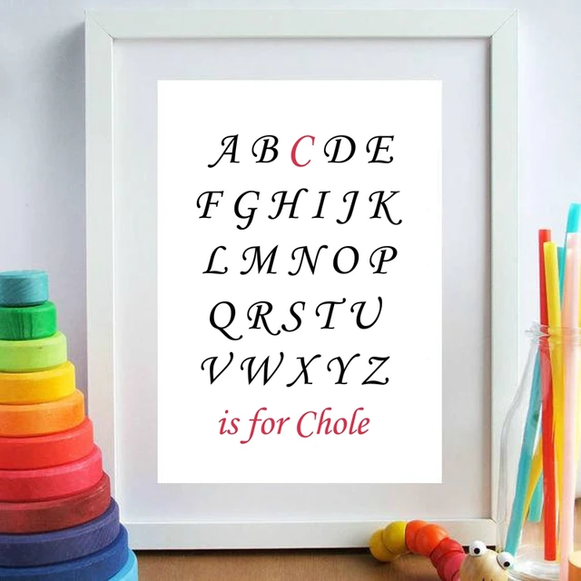 custom alphabet baby girl name canvas art print poster
