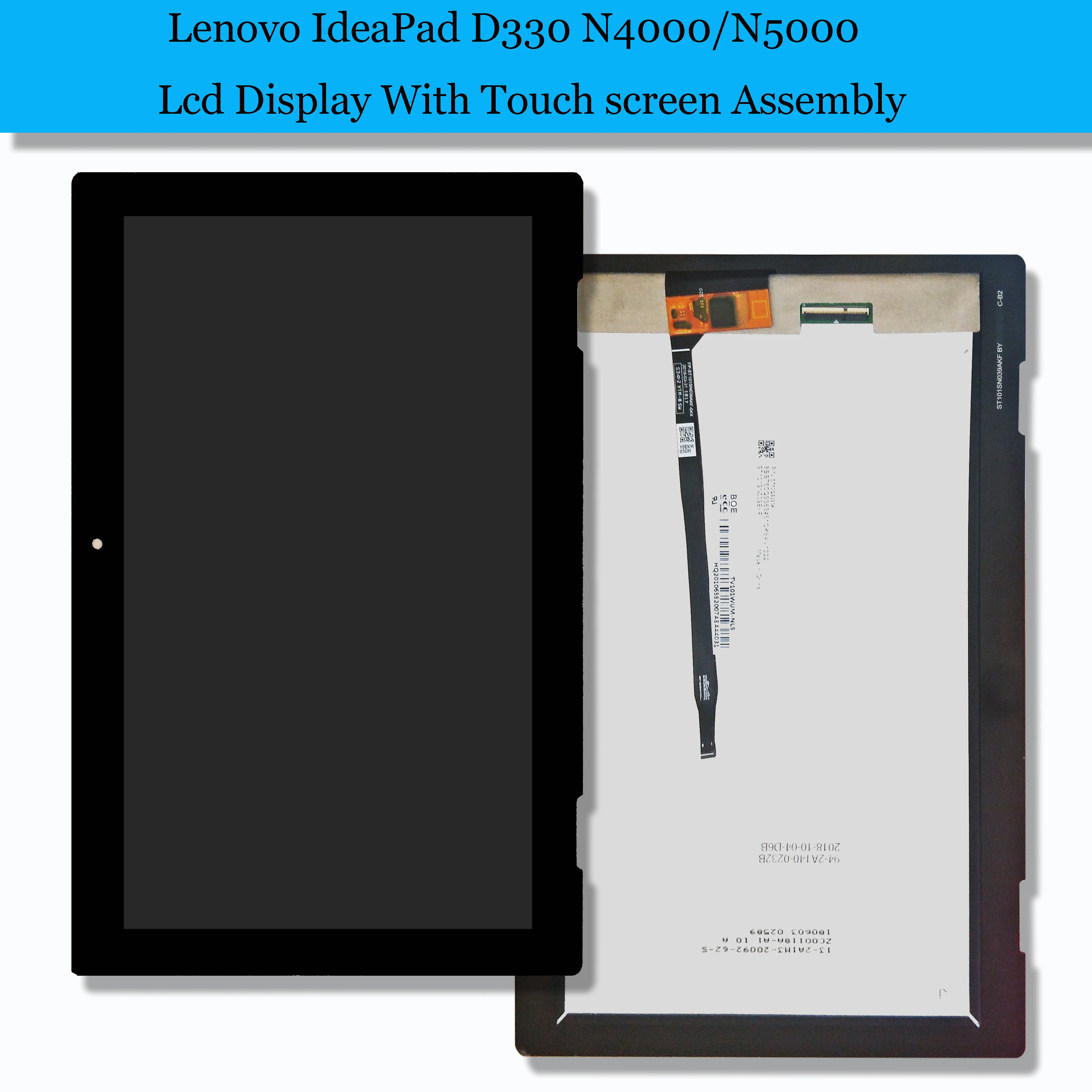 10,1 '' планшет, сенсорный экран, дигитайзер с ЖК-дисплеем в сборе для lenovo IdeaPad D330 N5000 N4000 D330-10IGM 81H3009BSA