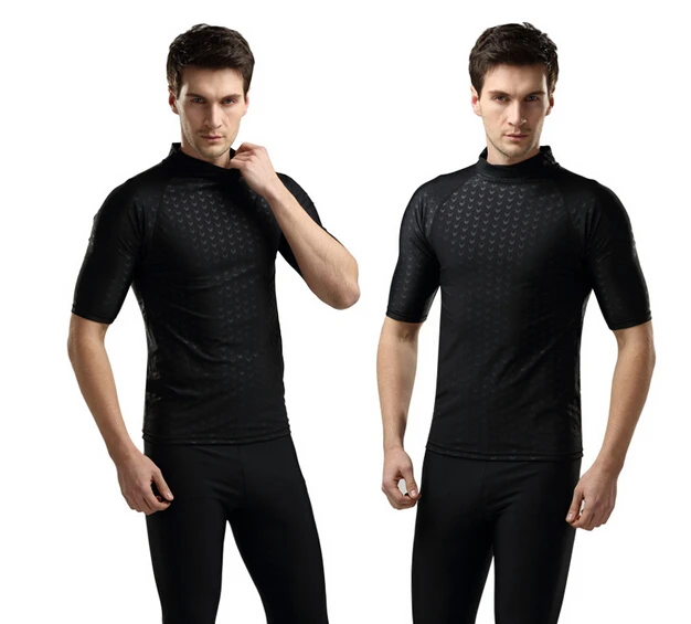 SBART Lycra short Sleeve Surf Rashguard Men Top Sharkskin Waterproof