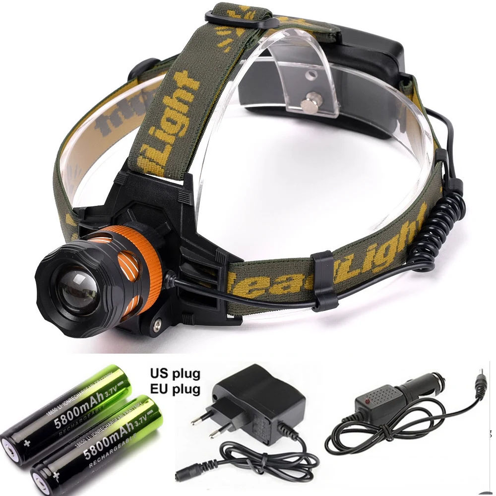 Масштабируемая головная лампа Cree XM L T6 led 2500LM перезаряжаемые фары лампы + 2x18650