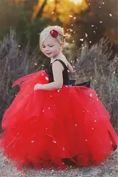 Красные, черные 2018 для девочек в цветочек платья для свадьбы бальное платье бретельках Тюль Длинные платье для первого причастия для