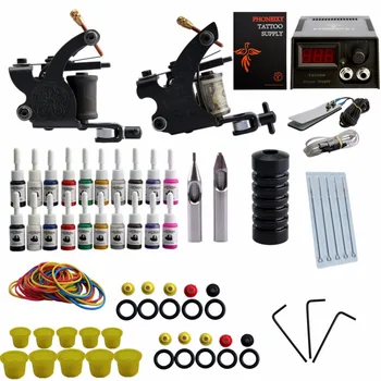 

Professional Tattoo Kit 2 Machine Gun 20 Color Inks LCD Power Supply Complete Tattoo Kits