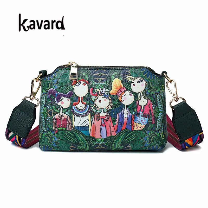Маленькая женская сумка Kavard, сумка из искусственной кожи, женская кожаная сумка, модная женская сумка на плечо, Национальная женская сумка-тоут, мини-сумка - Цвет: Зеленый