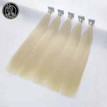 Человеческие волосы для наращивания на ленте, настоящие волосы remy на ленте, ПУ кожа, уток, бесшовные человеческие волосы, платиновый блонд, 2 г/шт., 16-22 дюйма, 50 шт