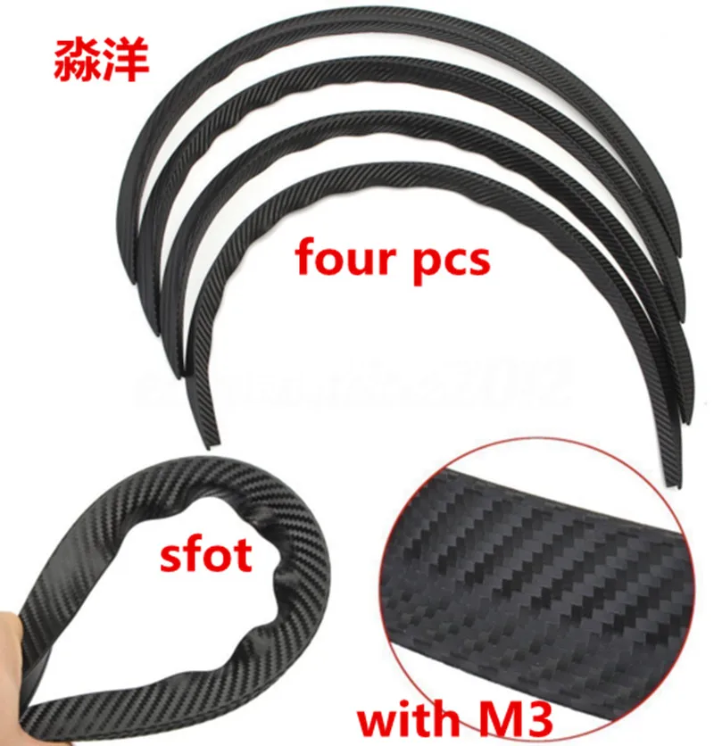 

Universal Car Wheel Trims Carbon Fiber Rubber Truck Wheel Eyebrow Protector Flare Arch Trim Lips Fender Flares (4pcs )