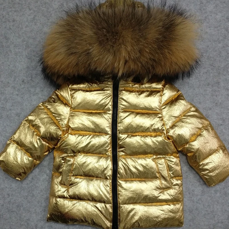 

-30 Degree Kids Outwear Coat Natural Raccoon Fur Boy Down Jacket White Duck Down Girls Winter Coat Hooded Children Snowsuit Z145