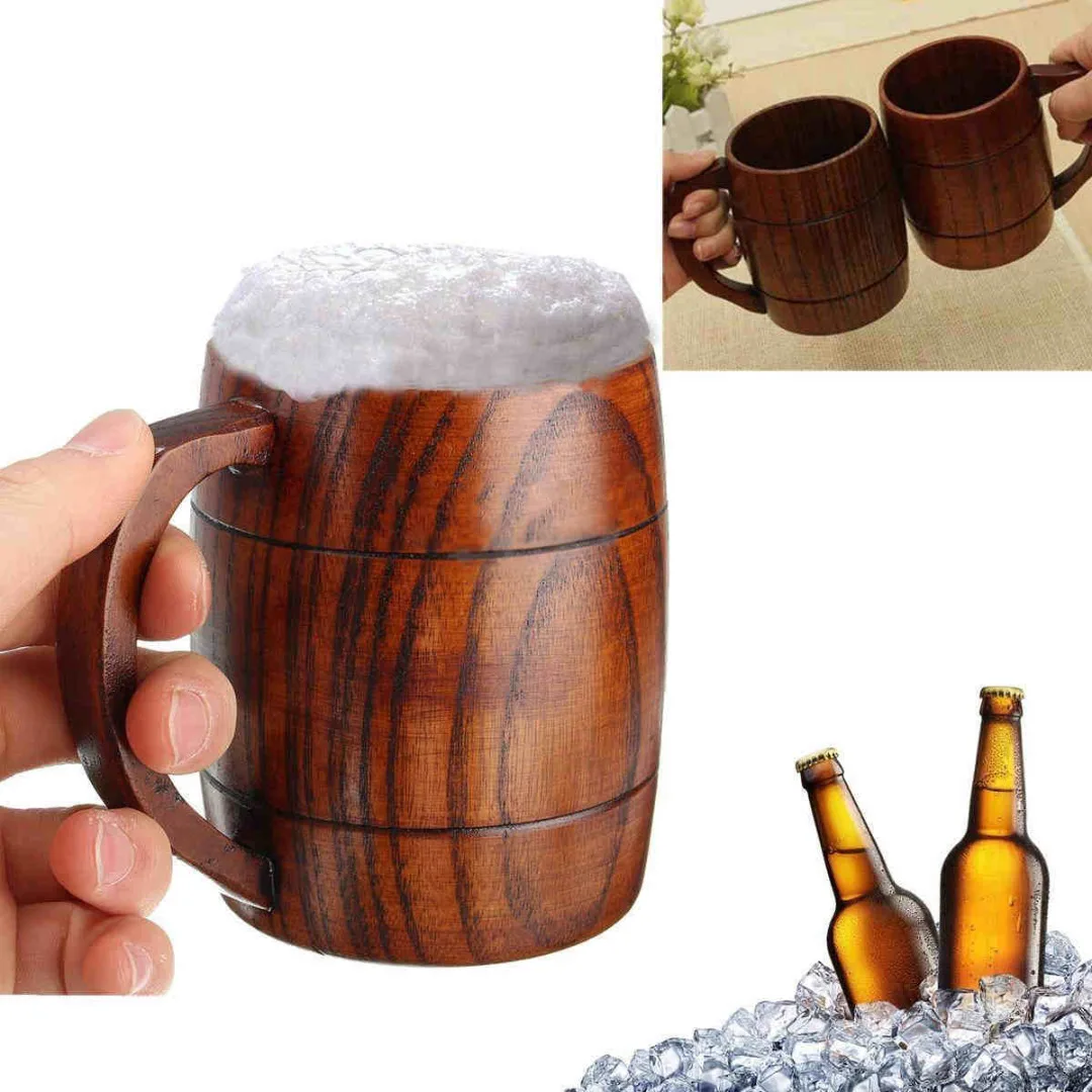 JX-LCLYL New Wooden Milk Beer Coffee Cup Drink Juice Tea Mug Barrel Mugs Gift Handmade
