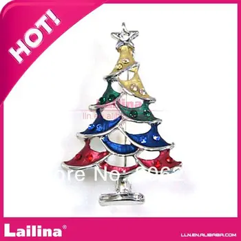 

Enamel with rhinestone christmas trees brooches pin Jewelry