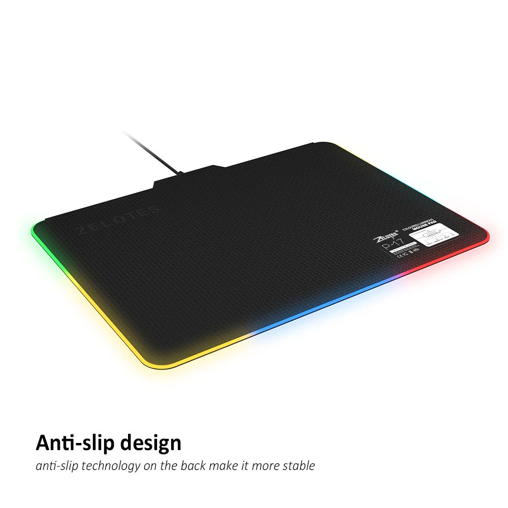 

ZELOTES P-17 Mouse Mat Mouse Pad Colored Luminous MousepadsUSB RGB LED Gaming Mouse Mat Pad Anti-Slip Lighting Pad for Laptop PC