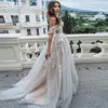 LORIE Champagne Boho Wedding Dress 2022 Lace Appliques Tulle Backless Beach Wedding Gowns Off Shoulder Princess Bridal Dress ► Photo 3/5