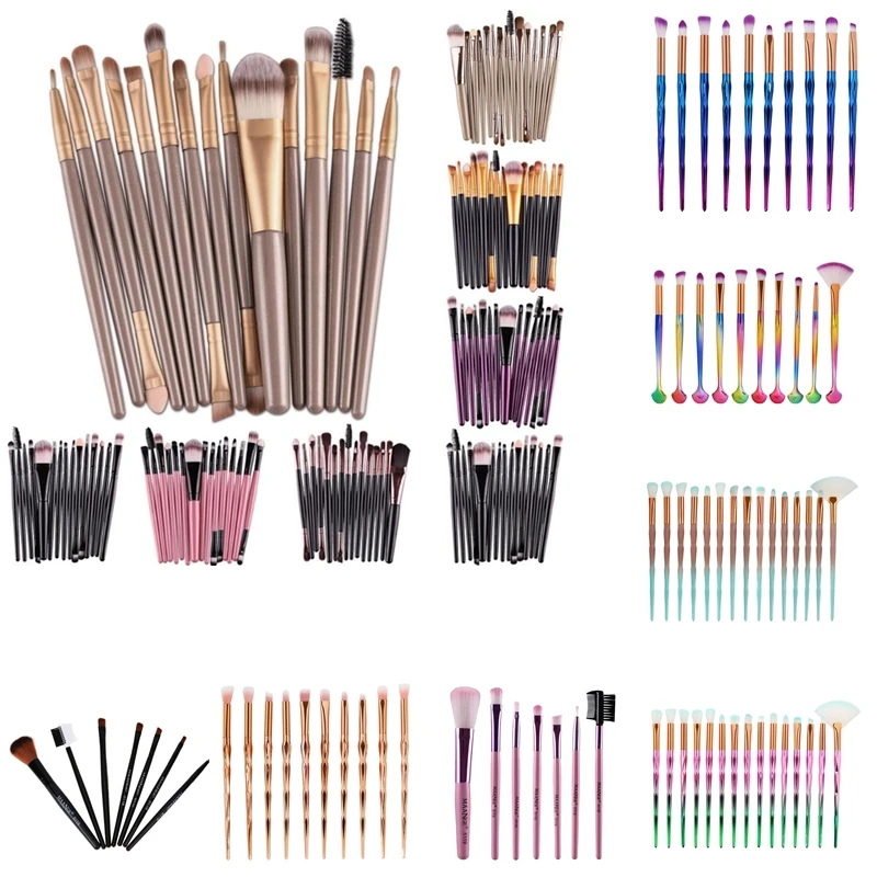 

7pcs/10pcs/15pcs Professional Makeup Brush Diamond Fan-shape Powder Eye Shadow Eyebrow Makeup Foundatio Brushes Set Kit