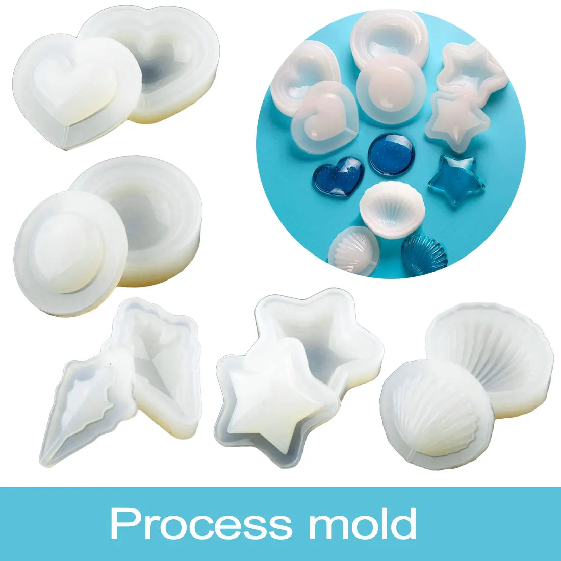 

Chic Star Shells Heart Pendant Casting Silicone Resin Mold Making Craft Crystal DIY Jewelry Making Craft Cake Mold Tool