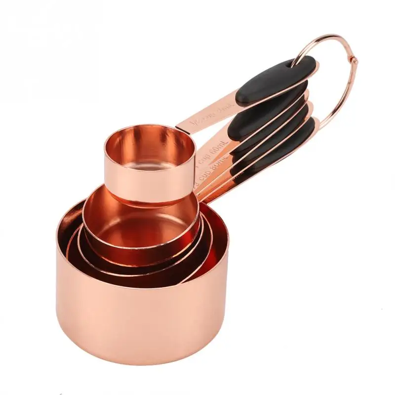 5 pcs Stainless Steel Measuring Cup Silicone Handle Cooking Kichen