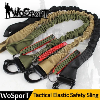 

WoSporT Tactical Elastic Safety Sling Military Safety Rope Quick Release Line Climbing Protective Lanyard Strap for Outdoor