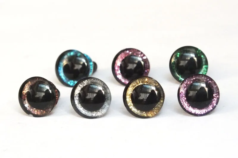 30pcs 9mm/12mm/14mm Glitter Safety Eyes For Toy/Plastic Safety Eyes +washer/7 Color Can Choose
