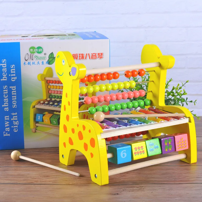 

Sensory Toys Wooden Multifunction Kawaii Calculation Frame Kids Abacus Multiplication Table Musical Toys Montessori Sensorial