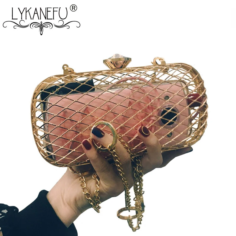 Женские вечерние сумки LYKANEFU металлические клатчи на каждый день через плечо с