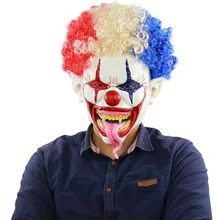 Латексная Маска Делюкс клоун страшная Клоун Маска с красочным взрывом волос Клоун Маска Хэллоуин костюм Змеиный язык злой клоун маска